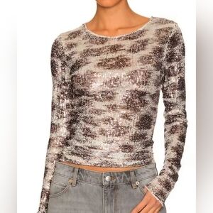 Free People Gold Rush Sequined Top